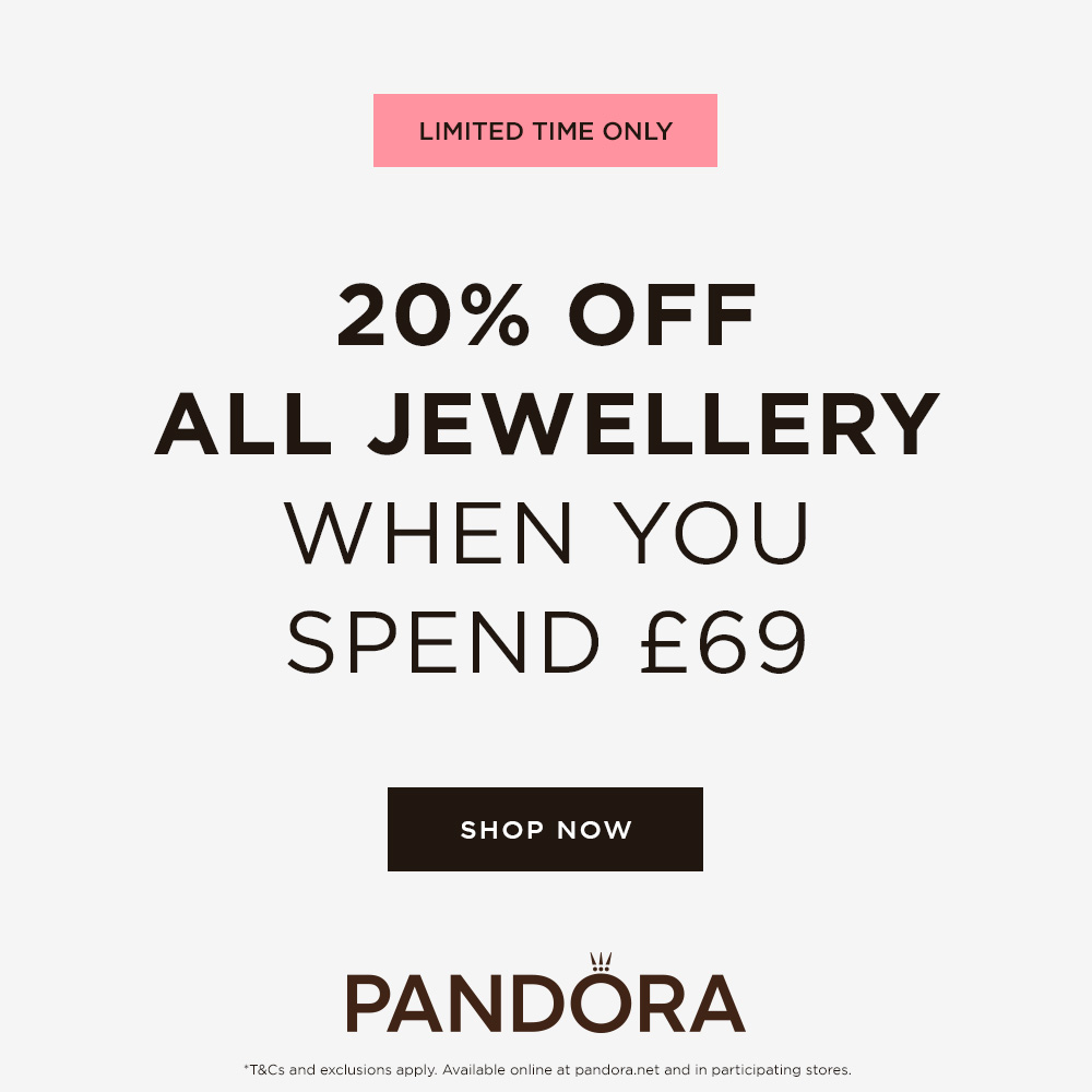 20% off jewellery when you spend £69 at Pandora