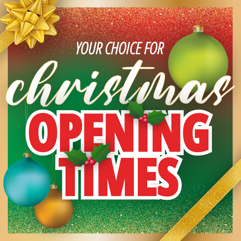 Festive opening times